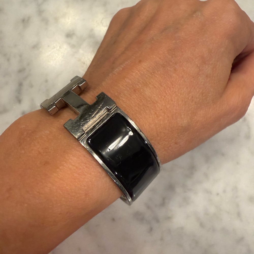 Hermes Silver and Black Bracelet
